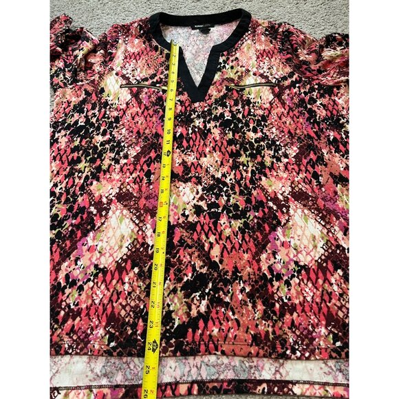 Robert Louis Womens V-Neck Tunic Top Size 1X Multi-Color Abstract Long Sleeve - Picture 4 of 7